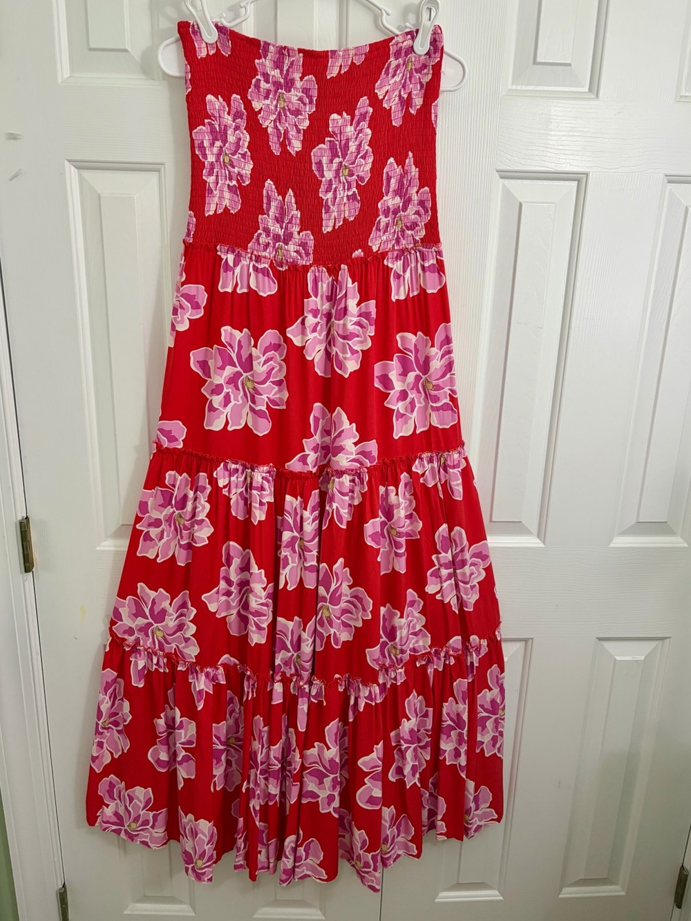 NWT New Anthropology Abel The Label Strapless Red  & Pink Floral Maxi Dress XL - Picture 3 of 16